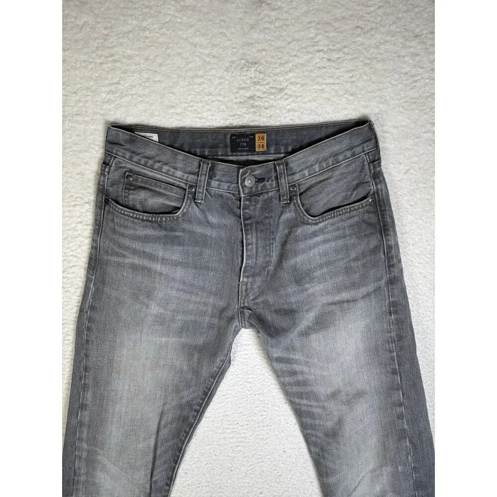 J Crew 770 Jeans Mens 30x34 Gray Kaihara Japanese Denim Slim Fit Straight Leg